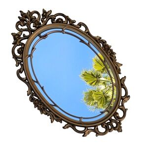 Vintage Syroco Oval Gold Ornate Wall Mirror Hollywood Regency Rococo USA 3911